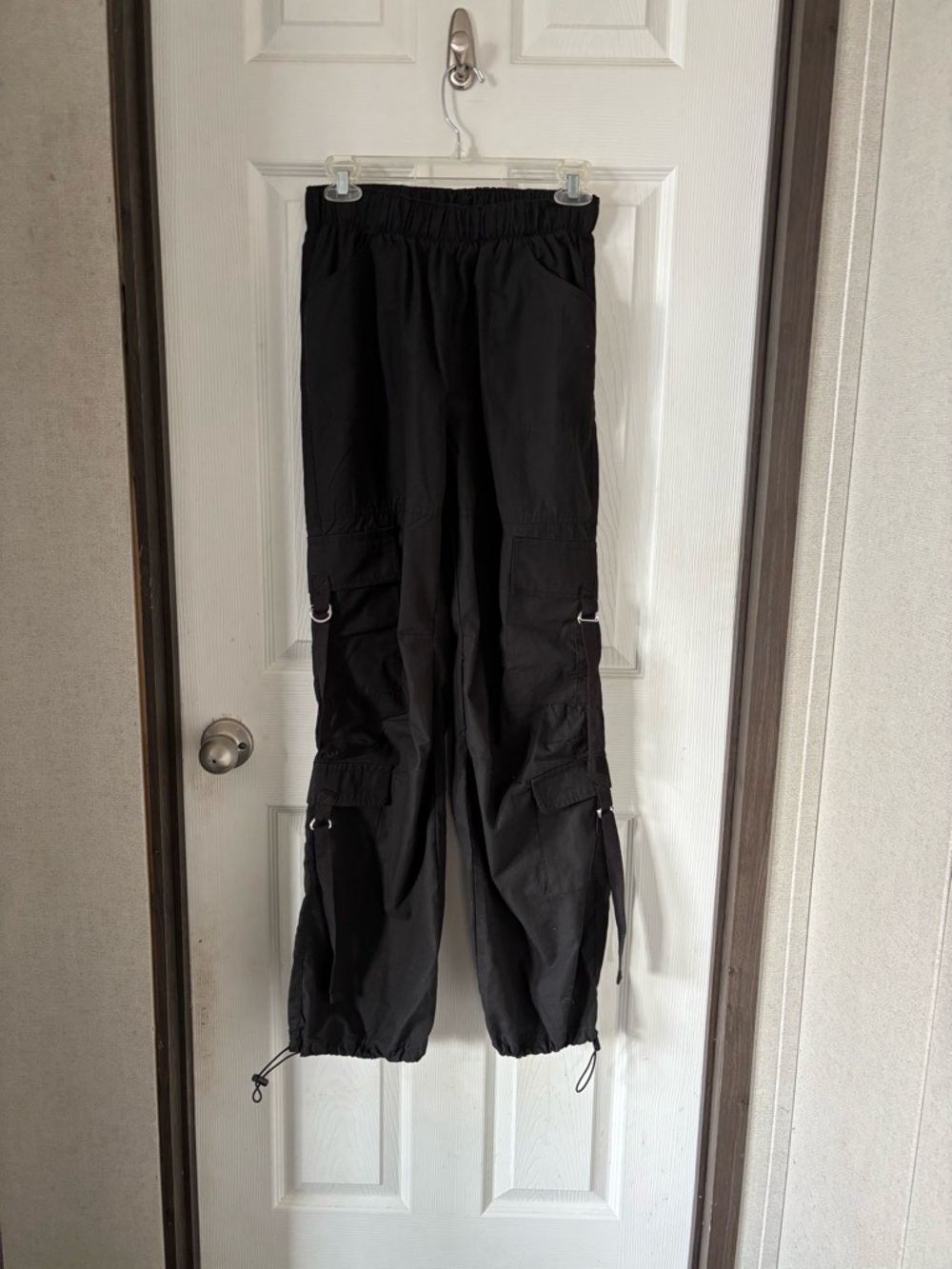refuge Black Cargo Pants with D-Ring and Drawcord Details